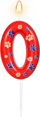 AKURIEEY Dog and Cat Paw Birthday Candles Red Blue and Yellow Numbers 4 Candle Cake Topper Cupcake Decorations for Pet Theme Party Decor Anniversary Celebrations Supplies in Saudi Arabia