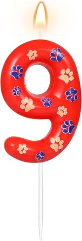 AKURIEEY Dog and Cat Paw Birthday Candles Red Blue and Yellow Numbers 4 Candle Cake Topper Cupcake Decorations for Pet Theme Party Decor Anniversary Celebrations Supplies in Saudi Arabia