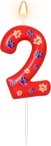AKURIEEY Dog and Cat Paw Birthday Candles Red Blue and Yellow Numbers 4 Candle Cake Topper Cupcake Decorations for Pet Theme Party Decor Anniversary Celebrations Supplies in Saudi Arabia