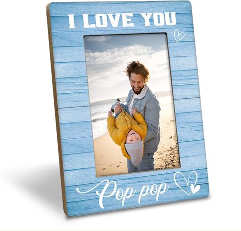 Pop Pop Gift, I Love You Pop Pop Photo Frame, Holds 4 x 6 Inch Photo, Farmhouse Wooden Picture Frame Gift, Father's Day Gift for Pop Pop, Grandpa Birthday Gift Idea, Family Photo Frame for Home Decor in Saudi Arabia