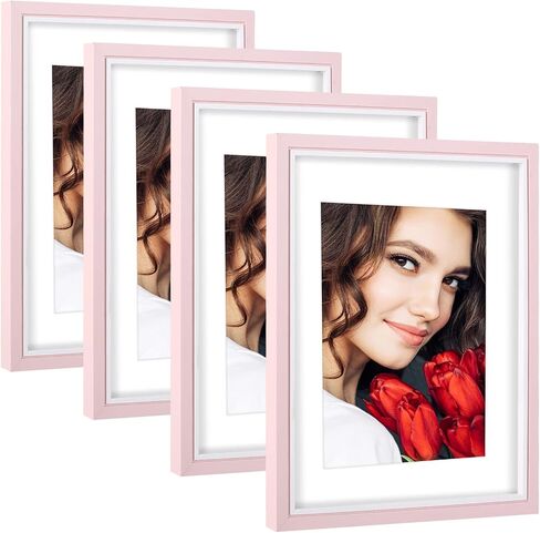 LBECUA 8x10 Picture Frame Set of 4, Pink Picture Frames Display Photo 8x10 without Mat or 5x7 with Mat, Horizontal and Vertical for Wall and Tabletop in Saudi Arabia