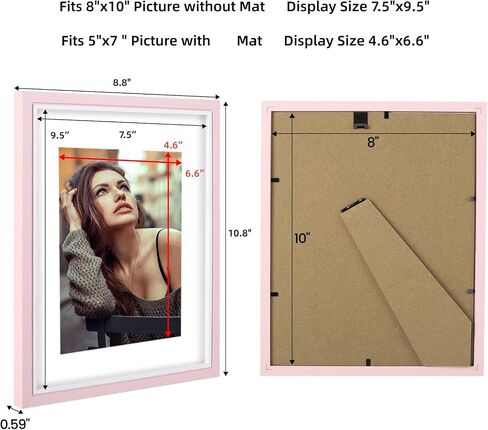 LBECUA 8x10 Picture Frame Set of 4, Pink Picture Frames Display Photo 8x10 without Mat or 5x7 with Mat, Horizontal and Vertical for Wall and Tabletop in Saudi Arabia