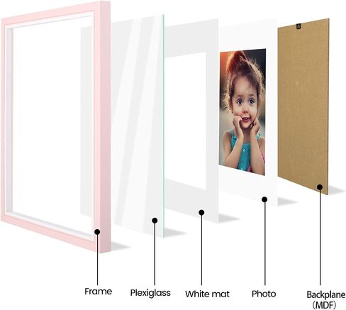 LBECUA 8x10 Picture Frame Set of 4, Pink Picture Frames Display Photo 8x10 without Mat or 5x7 with Mat, Horizontal and Vertical for Wall and Tabletop in Saudi Arabia