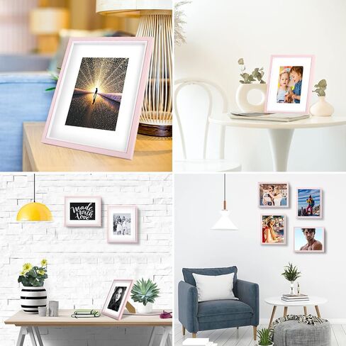 LBECUA 8x10 Picture Frame Set of 4, Pink Picture Frames Display Photo 8x10 without Mat or 5x7 with Mat, Horizontal and Vertical for Wall and Tabletop in Saudi Arabia