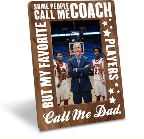 Coach Dad Gifts, Coach Picture Frame, Father's Day, Birthday, Christmas Gifts, Rustic My Favorite Players Call Me Dad Wood Picture Frame, Holds 4x6 Inch Photo, Home And Office Table Decor in Saudi Arabia