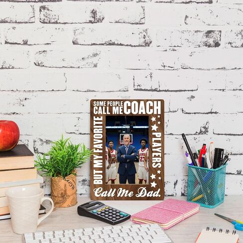 Coach Dad Gifts, Coach Picture Frame, Father's Day, Birthday, Christmas Gifts, Rustic My Favorite Players Call Me Dad Wood Picture Frame, Holds 4x6 Inch Photo, Home And Office Table Decor in Saudi Arabia