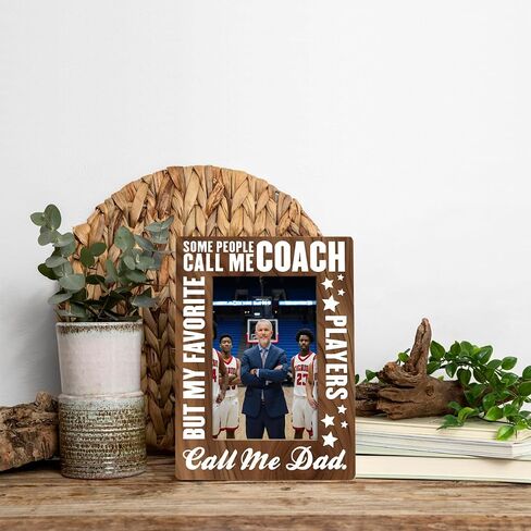 Coach Dad Gifts, Coach Picture Frame, Father's Day, Birthday, Christmas Gifts, Rustic My Favorite Players Call Me Dad Wood Picture Frame, Holds 4x6 Inch Photo, Home And Office Table Decor in Saudi Arabia