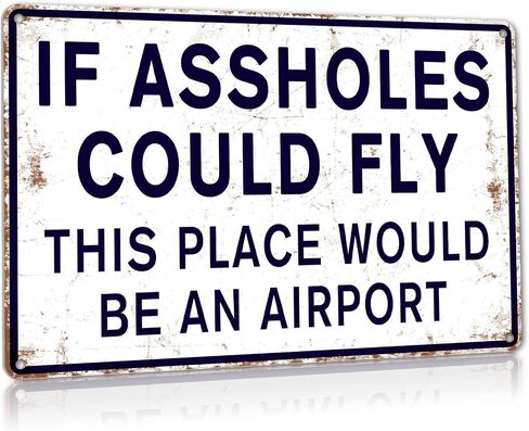 Funny Signs Man Cave Decor Garage Home Bar Metal Decorations, If Assholes Could Fly This Place Would Be An Airport 12" x 8" in Saudi Arabia