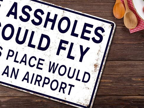 Funny Signs Man Cave Decor Garage Home Bar Metal Decorations, If Assholes Could Fly This Place Would Be An Airport 12" x 8" in Saudi Arabia