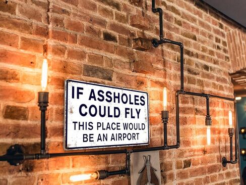 Funny Signs Man Cave Decor Garage Home Bar Metal Decorations, If Assholes Could Fly This Place Would Be An Airport 12" x 8" in Saudi Arabia