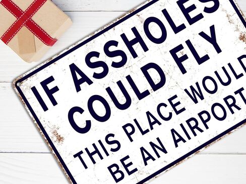 Funny Signs Man Cave Decor Garage Home Bar Metal Decorations, If Assholes Could Fly This Place Would Be An Airport 12" x 8" in Saudi Arabia