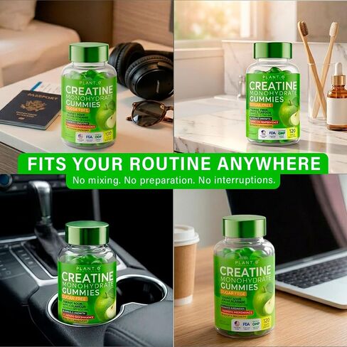 Creatine Monohydrate Gummies Sugar Free – 5000mg (5g) Per Serving (4 Gummies), 120 Count – Crisp Sour Green Apple Flavor – No Mixing – Vegan Creatine Gummies for Men & Women, Non-GMO, Gluten Free in Saudi Arabia