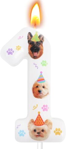 Dog Birthday Candles, Dog Party Decoration Supplies, Birthday Number Candles for Cake Topper (White, Number 10) in Saudi Arabia