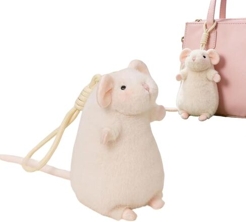 Cute Plush Fancy Rat Charm – Funny Stuffed Animals Mouse Backpack Pendant, Backpack Accessories for Women Girls Boys Handbag as Christmas Graduation Birthday Party Gifts (Sand White) in Kuwait