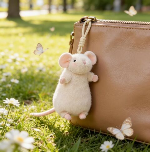 Cute Plush Fancy Rat Charm – Funny Stuffed Animals Mouse Backpack Pendant, Backpack Accessories for Women Girls Boys Handbag as Christmas Graduation Birthday Party Gifts (Sand White) in Kuwait