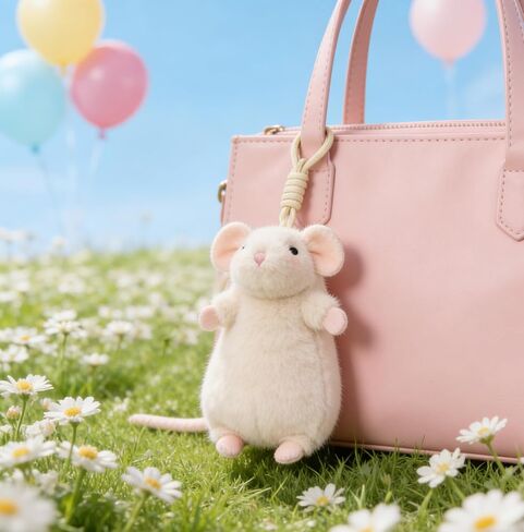 Cute Plush Fancy Rat Charm – Funny Stuffed Animals Mouse Backpack Pendant, Backpack Accessories for Women Girls Boys Handbag as Christmas Graduation Birthday Party Gifts (Sand White) in Kuwait