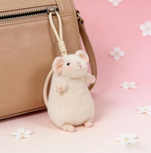 Cute Plush Fancy Rat Charm – Funny Stuffed Animals Mouse Backpack Pendant, Backpack Accessories for Women Girls Boys Handbag as Christmas Graduation Birthday Party Gifts (Sand White) in Kuwait