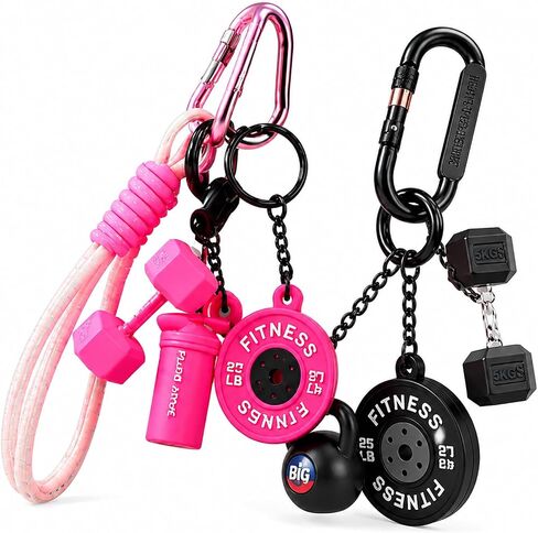 2PCS Dumbbell Kettlebell Keychain,Gym Barbell Keychain, Gym Bag Charms Bags And Handbags Charms for Fitness Women and Men Gift, Backpack Car Decor in Saudi Arabia