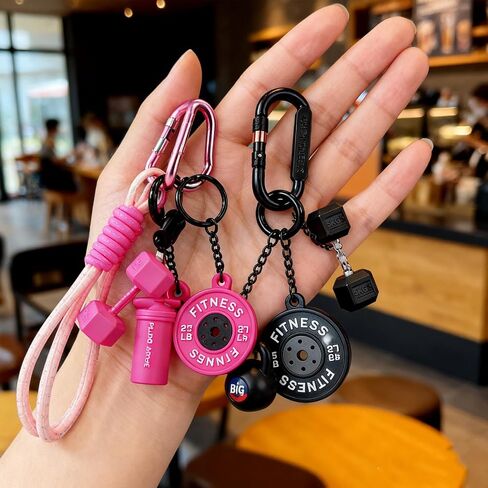2PCS Dumbbell Kettlebell Keychain,Gym Barbell Keychain, Gym Bag Charms Bags And Handbags Charms for Fitness Women and Men Gift, Backpack Car Decor in Saudi Arabia