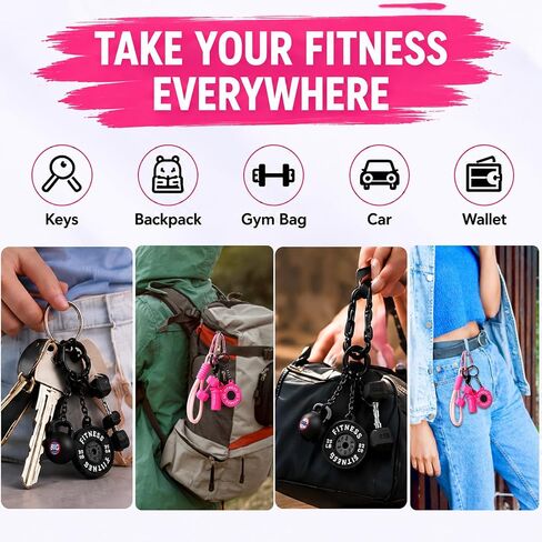 2PCS Dumbbell Kettlebell Keychain,Gym Barbell Keychain, Gym Bag Charms Bags And Handbags Charms for Fitness Women and Men Gift, Backpack Car Decor in Saudi Arabia