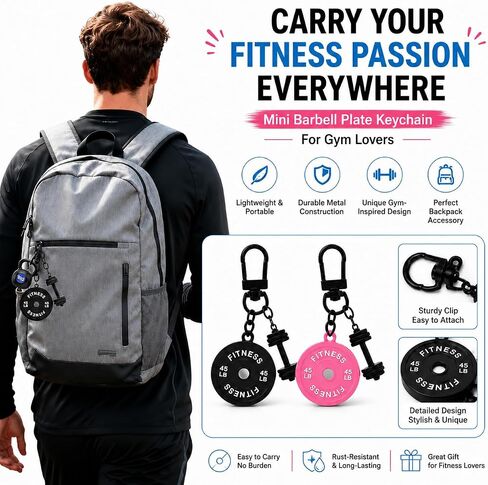 2PCS Dumbbell Kettlebell Keychain,Gym Barbell Keychain, Gym Bag Charms Bags And Handbags Charms for Fitness Women and Men Gift, Backpack Car Decor in Saudi Arabia