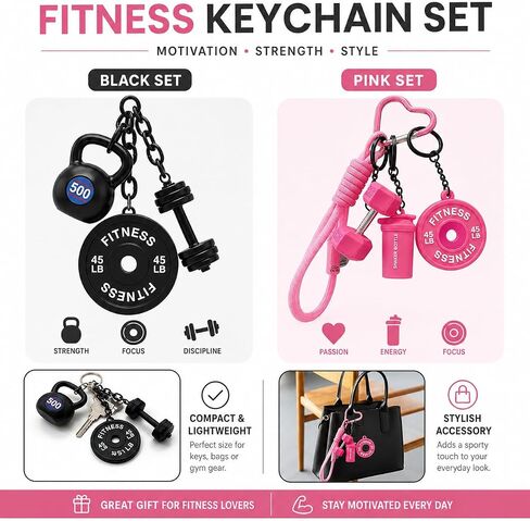 2PCS Dumbbell Kettlebell Keychain,Gym Barbell Keychain, Gym Bag Charms Bags And Handbags Charms for Fitness Women and Men Gift, Backpack Car Decor in Saudi Arabia