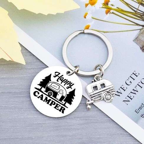 Happy Camper Rv Accessories Camper Keychain for Men Women Cute Camping Accessories Unique Gifts for Camper Lovers Best Rv Stuff Birthdays Christmas Gift Camping Stuff in Saudi Arabia