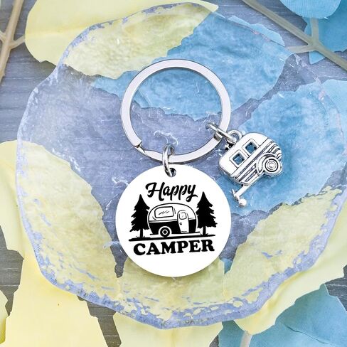 Happy Camper Rv Accessories Camper Keychain for Men Women Cute Camping Accessories Unique Gifts for Camper Lovers Best Rv Stuff Birthdays Christmas Gift Camping Stuff in Saudi Arabia
