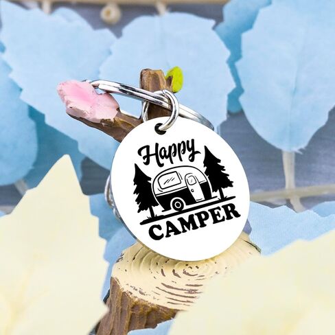 Happy Camper Rv Accessories Camper Keychain for Men Women Cute Camping Accessories Unique Gifts for Camper Lovers Best Rv Stuff Birthdays Christmas Gift Camping Stuff in Saudi Arabia