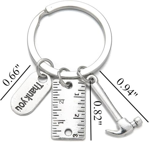 PHAETON 20PCS Toolbox Pendant Keychain Hammer & Ruler Charm Keychain with Thank You Tag for Dad, Father’s Day Birthday Gifts Builders, Construction Team, Handyman Appreciation Keyring in Kuwait