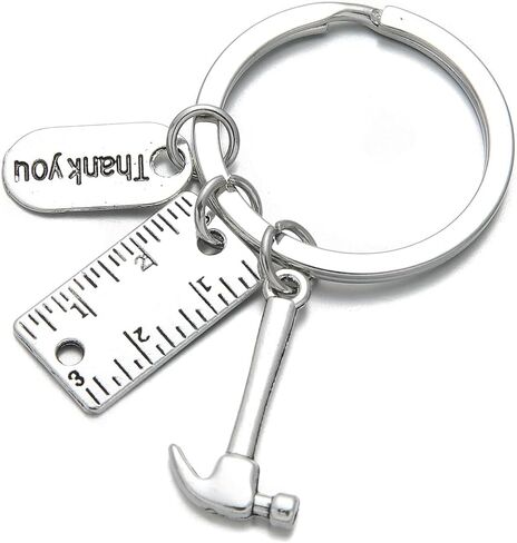 PHAETON 20PCS Toolbox Pendant Keychain Hammer & Ruler Charm Keychain with Thank You Tag for Dad, Father’s Day Birthday Gifts Builders, Construction Team, Handyman Appreciation Keyring in Kuwait