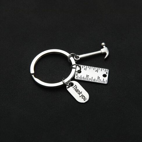 PHAETON 20PCS Toolbox Pendant Keychain Hammer & Ruler Charm Keychain with Thank You Tag for Dad, Father’s Day Birthday Gifts Builders, Construction Team, Handyman Appreciation Keyring in Kuwait