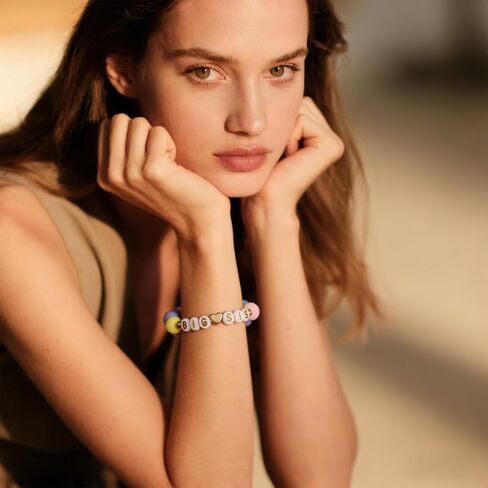 Mikovivi Big Sister Bracelet, Round Shaped Bead Letter Bracelet with Card Adjustable Stylish Sister Jewelry for Birthday Accessories in Kuwait