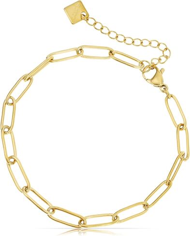 Made by Nami Gold Paperclip Chain Bracelet for Women Stainless Steel Adjustable Link Chain Jewelry Dainty Layering Bracelet for Everyday Wear and Gifts in Saudi Arabia