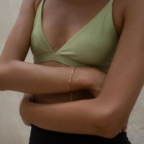 Made by Nami Gold Paperclip Chain Bracelet for Women Stainless Steel Adjustable Link Chain Jewelry Dainty Layering Bracelet for Everyday Wear and Gifts in Saudi Arabia