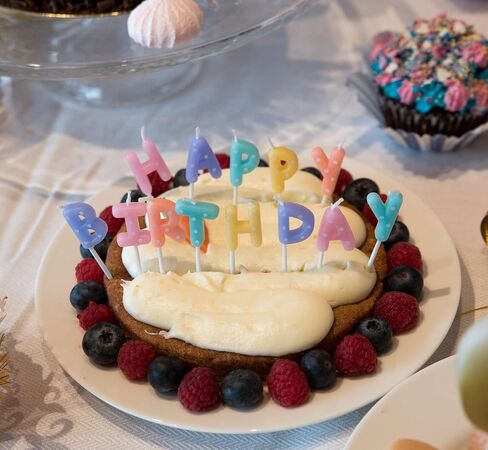 Party Partners Set of Happy Birthday Candles for Cake Decoration, 13 Letters, 1.25-inch, Pastel White Dots in Saudi Arabia