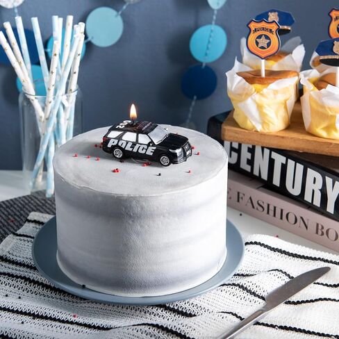 Squad Car Police Car Vehicle Birthday Candle Cake Topper for Birthday Party Baby Shower (Vegetable Wax) in Saudi Arabia