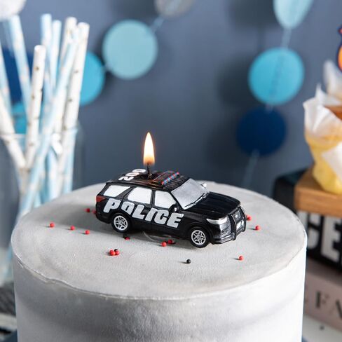 Squad Car Police Car Vehicle Birthday Candle Cake Topper for Birthday Party Baby Shower (Vegetable Wax) in Saudi Arabia