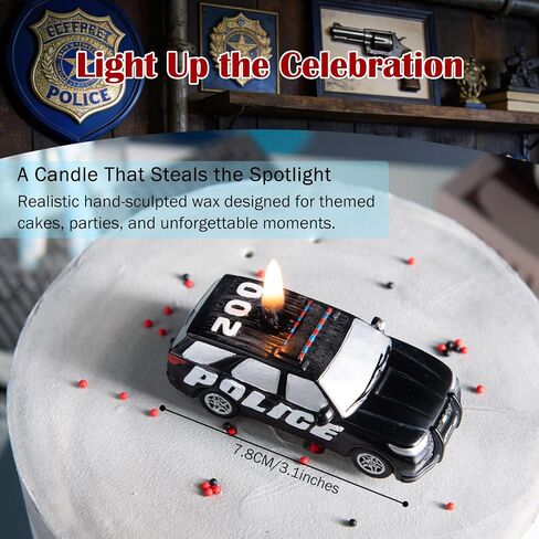 Squad Car Police Car Vehicle Birthday Candle Cake Topper for Birthday Party Baby Shower (Vegetable Wax) in Saudi Arabia