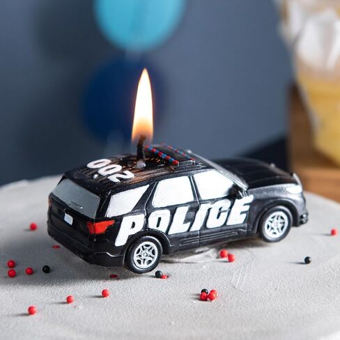 Squad Car Police Car Vehicle Birthday Candle Cake Topper for Birthday Party Baby Shower (Vegetable Wax) in Saudi Arabia