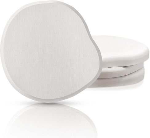 Diatomaceous Earth Coaster Set of 4, Unique Absorbent Stone Coaster, Irregular Shape Round Coasters, Modern Diatomaceous Earth Design Instant Dry Stone for Drinks, Table Desk at Work(White) in Saudi Arabia