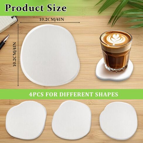 Diatomaceous Earth Coaster Set of 4, Unique Absorbent Stone Coaster, Irregular Shape Round Coasters, Modern Diatomaceous Earth Design Instant Dry Stone for Drinks, Table Desk at Work(White) in Saudi Arabia