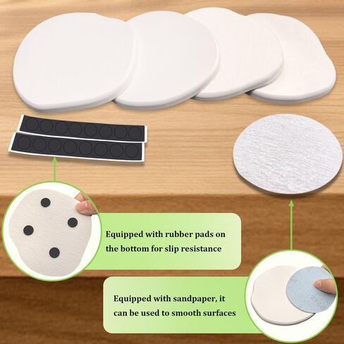 Diatomaceous Earth Coaster Set of 4, Unique Absorbent Stone Coaster, Irregular Shape Round Coasters, Modern Diatomaceous Earth Design Instant Dry Stone for Drinks, Table Desk at Work(White) in Saudi Arabia