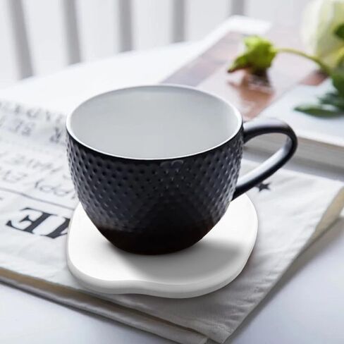 Diatomaceous Earth Coaster Set of 4, Unique Absorbent Stone Coaster, Irregular Shape Round Coasters, Modern Diatomaceous Earth Design Instant Dry Stone for Drinks, Table Desk at Work(White) in Saudi Arabia