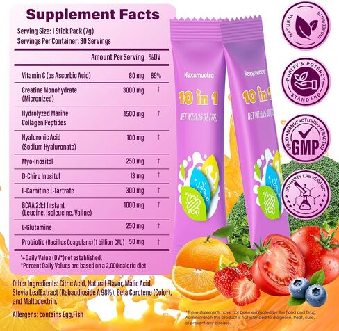 Creatine for Women,Creatine Monohydrate Powder & Pre or Post Workout Supplement-Hydrolysed Marine Collagen Peptides & BCAA 2:1:1 & L-Carnitine Supports Muscle Growth and Skin Elasticity,30 Stick Packs in Kuwait