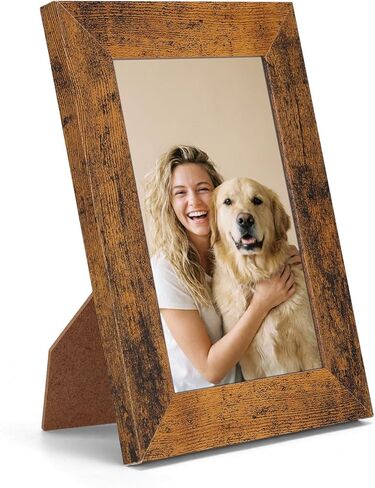 Lavezee 8x10 Picture Frame Brown, Rustic Picture Frames 8x10 for Wall Mount or Tabletop Display Wide MDF Frame with Shatterproof PET Cover, Photo Frame for Home Decor in Saudi Arabia
