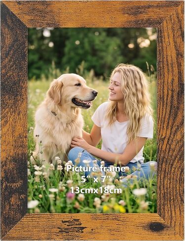 Lavezee 8x10 Picture Frame Brown, Rustic Picture Frames 8x10 for Wall Mount or Tabletop Display Wide MDF Frame with Shatterproof PET Cover, Photo Frame for Home Decor in Saudi Arabia
