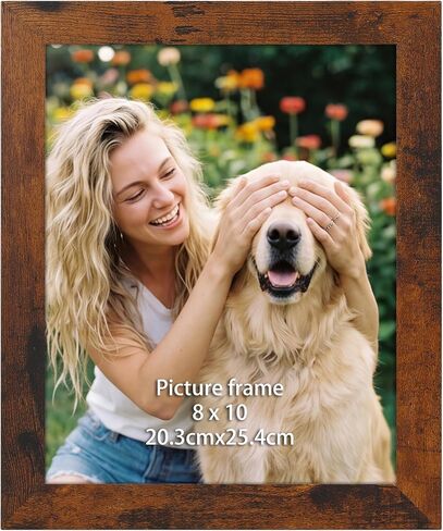 Lavezee 8x10 Picture Frame Brown, Rustic Picture Frames 8x10 for Wall Mount or Tabletop Display Wide MDF Frame with Shatterproof PET Cover, Photo Frame for Home Decor in Saudi Arabia