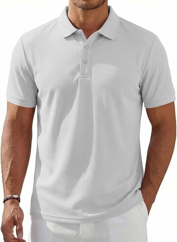 Men's Polo Shirts Summer Short Sleeve Golf Shirt for Men 3 Button Collar T-Shirt Dry Fit Casual Work Athletic Tee Shirts in Kuwait
