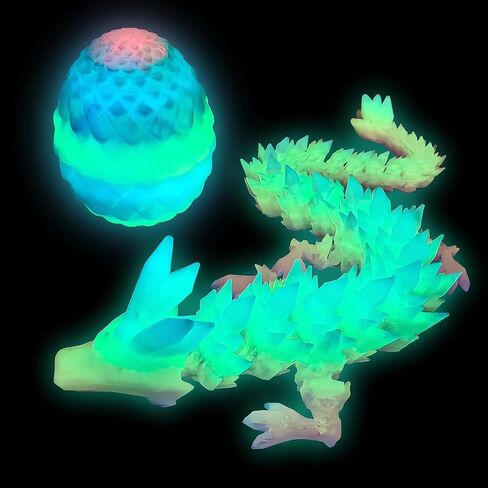 3D Printed Dragon, Fantastic Movable Change Shape Statue Luminous Dragon, Glow in The Dark, Eggs Figurine, Decor for Desk in Saudi Arabia